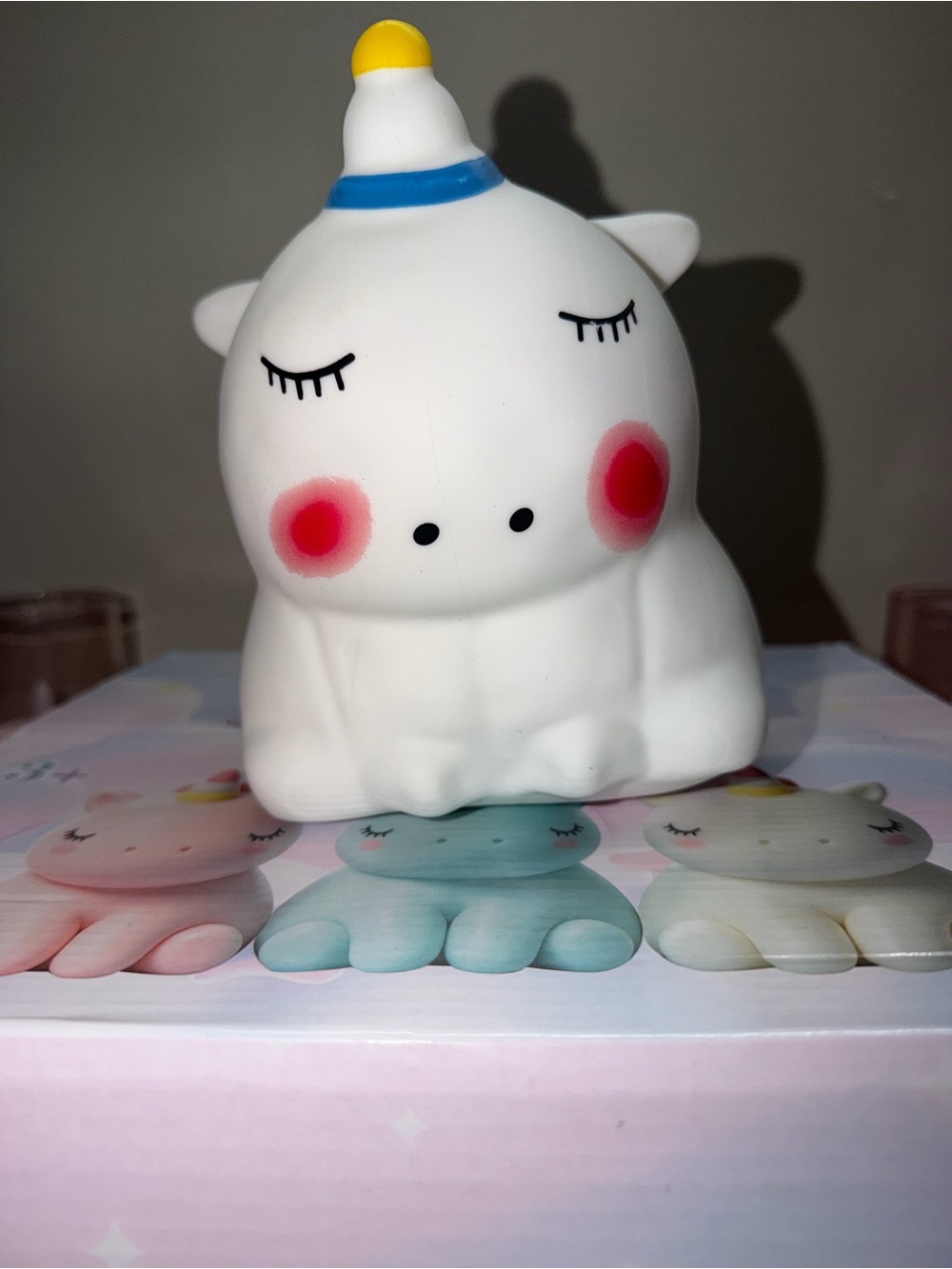 Whimsical White Unicorn Squishy Toy with Pink Cheeks